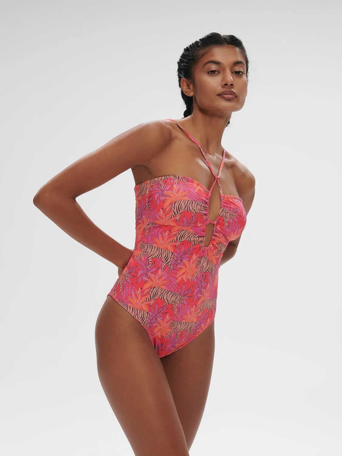 Agathe Wireless One-Piece - Jungle Dawn Print