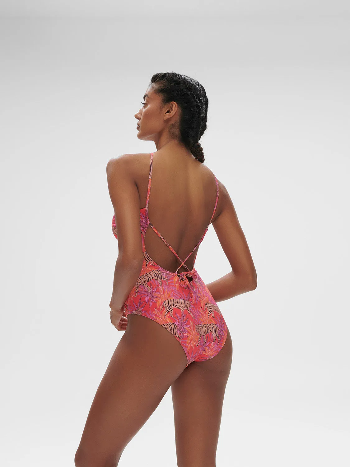 Agathe Wireless One-Piece - Jungle Dawn Print