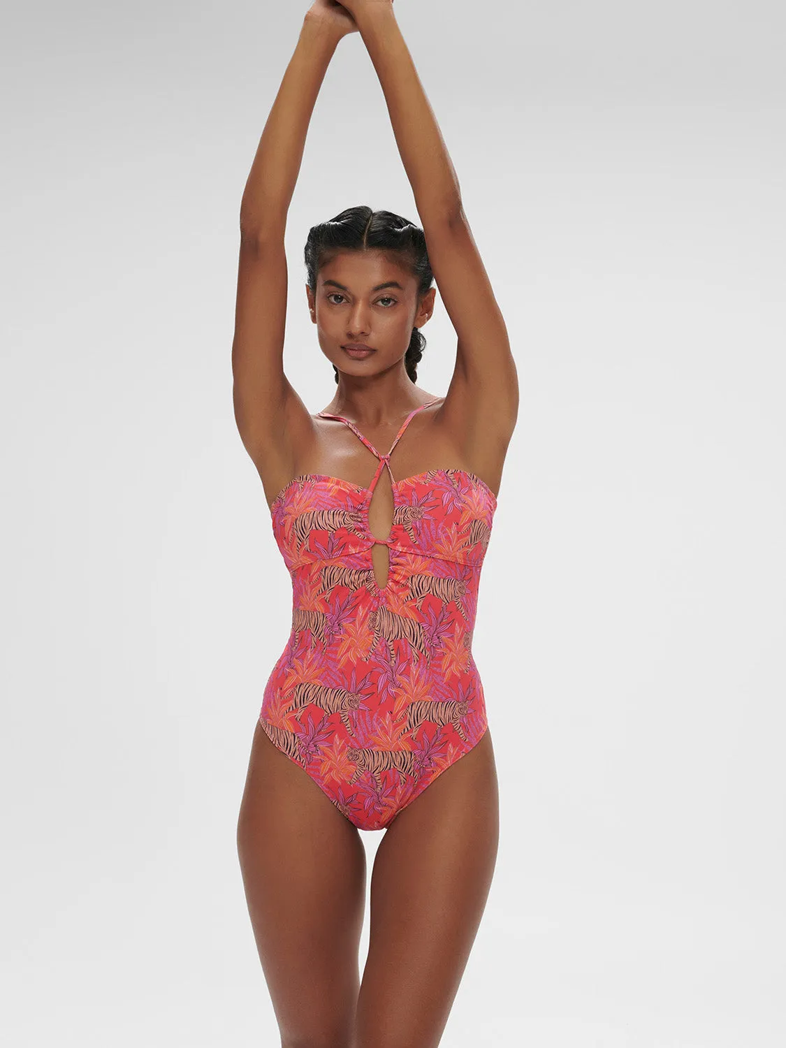 Agathe Wireless One-Piece - Jungle Dawn Print