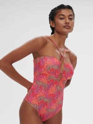 Agathe Wireless One-Piece - Jungle Dawn Print