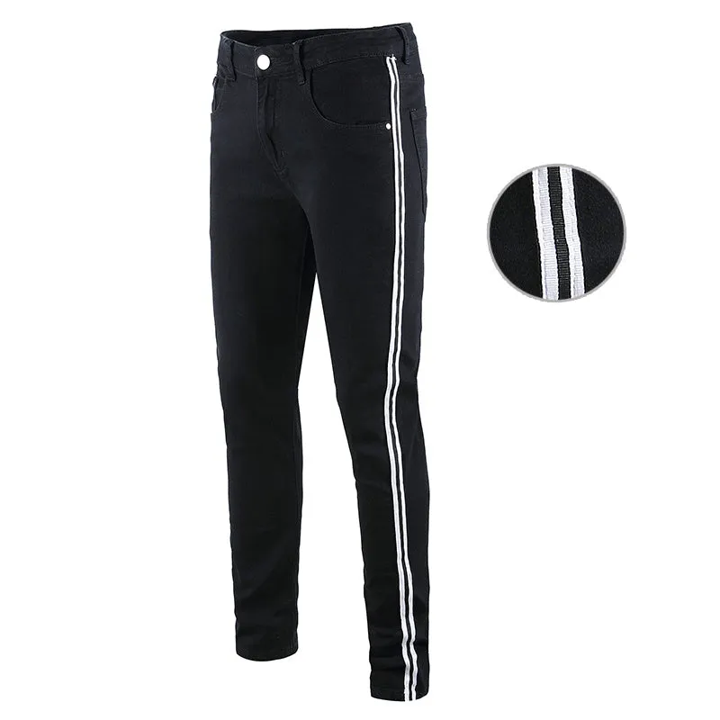 All-match Slim Pants High Street Trend Men's Knee Hole Trousers