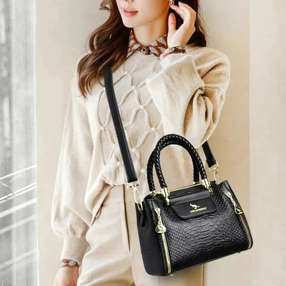 Black Women Soft Leather Handbag