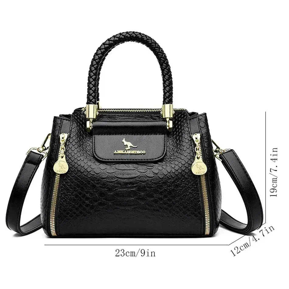 Black Women Soft Leather Handbag