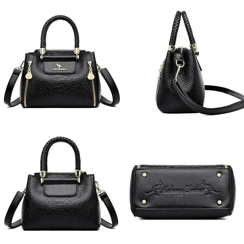 Black Women Soft Leather Handbag