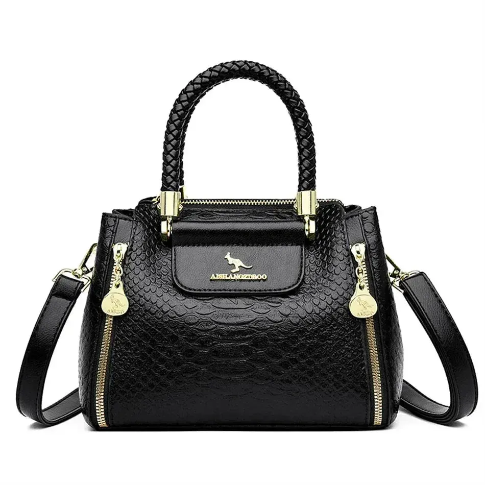 Black Women Soft Leather Handbag