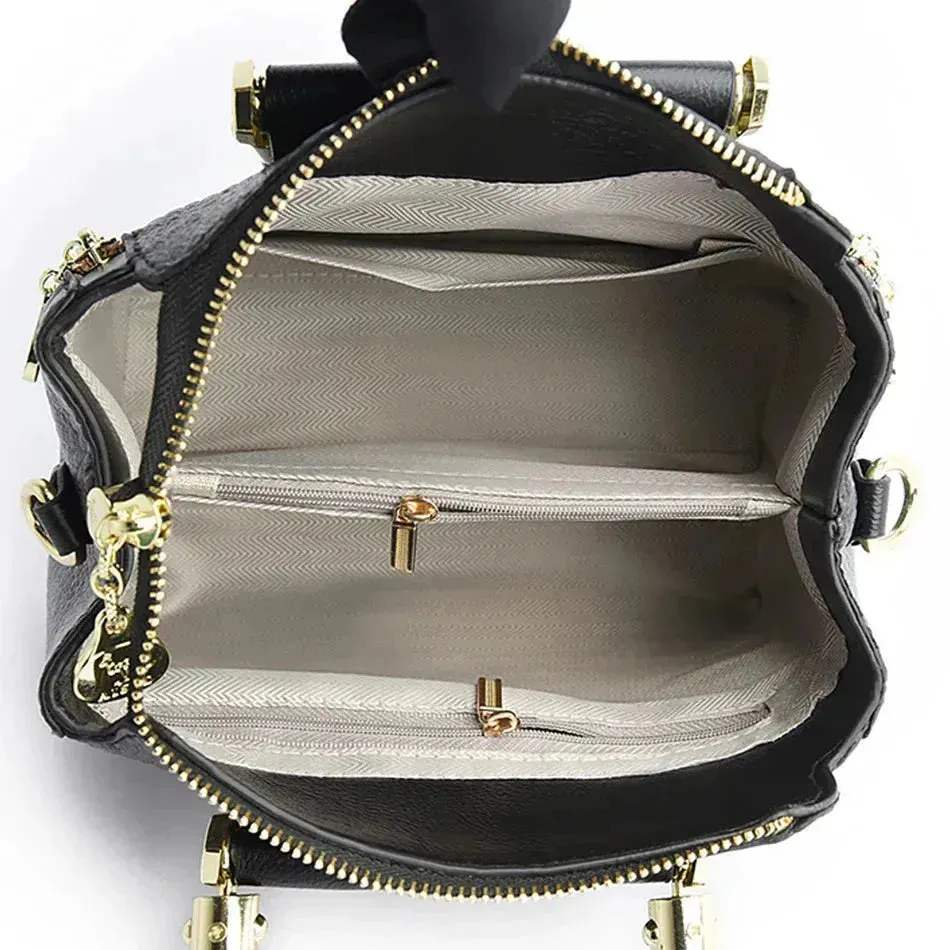 Black Women Soft Leather Handbag