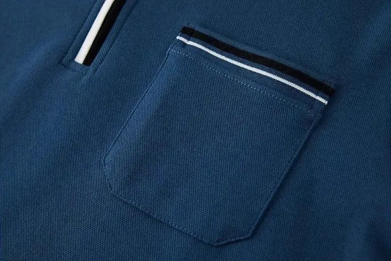 Casual Polo Shirt Men with Chest Pocket