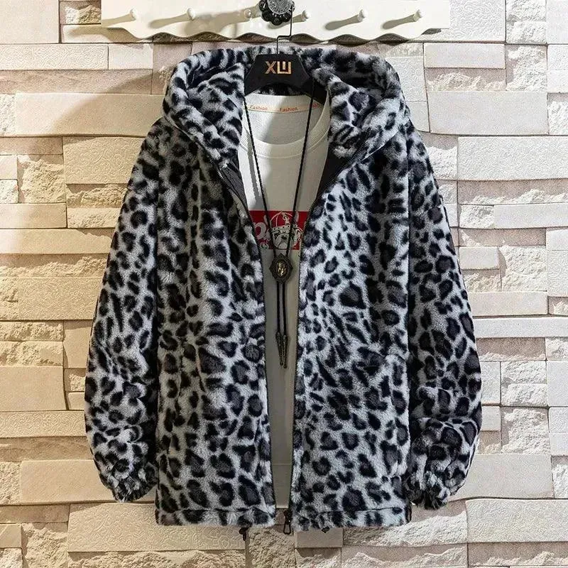 Casual Printed Hooded Men Fleece Jacket