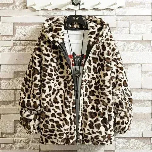 Casual Printed Hooded Men Fleece Jacket