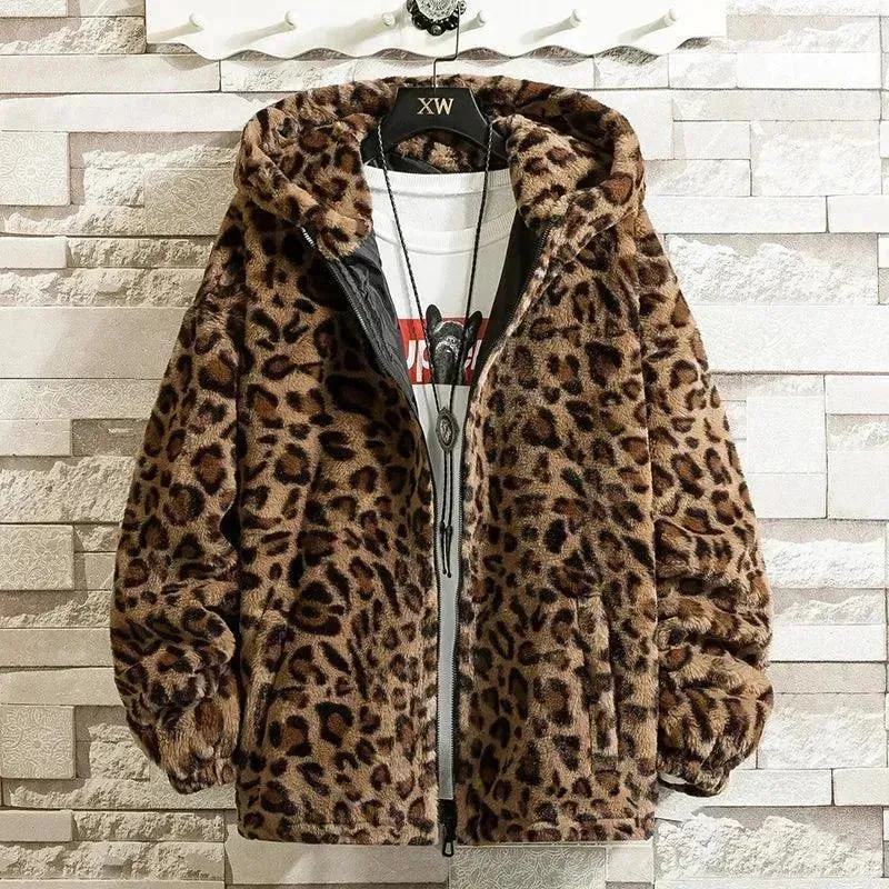 Casual Printed Hooded Men Fleece Jacket