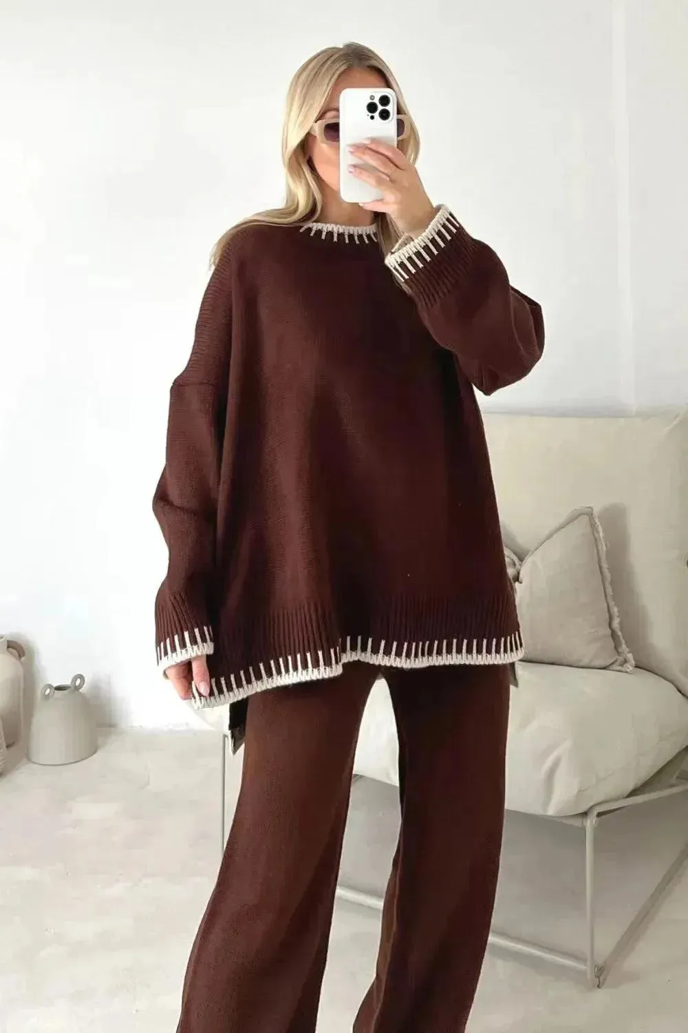 Casual Women Wool Lounge  Two-Piece Set
