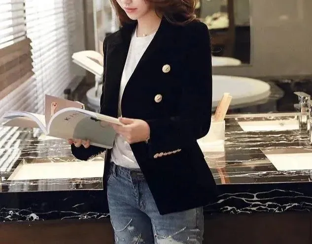 Douceur Velvet Blazer Women - Casual - Plain-Solid