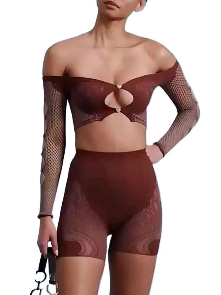 Fishnet Rhinestone Top and Shorts