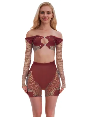 Fishnet Rhinestone Top and Shorts