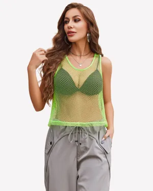 Fishnet Top Sleeveless Fishnet Blouses Shirt