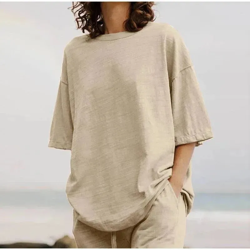 Light Blue Linen Women's Pants Set