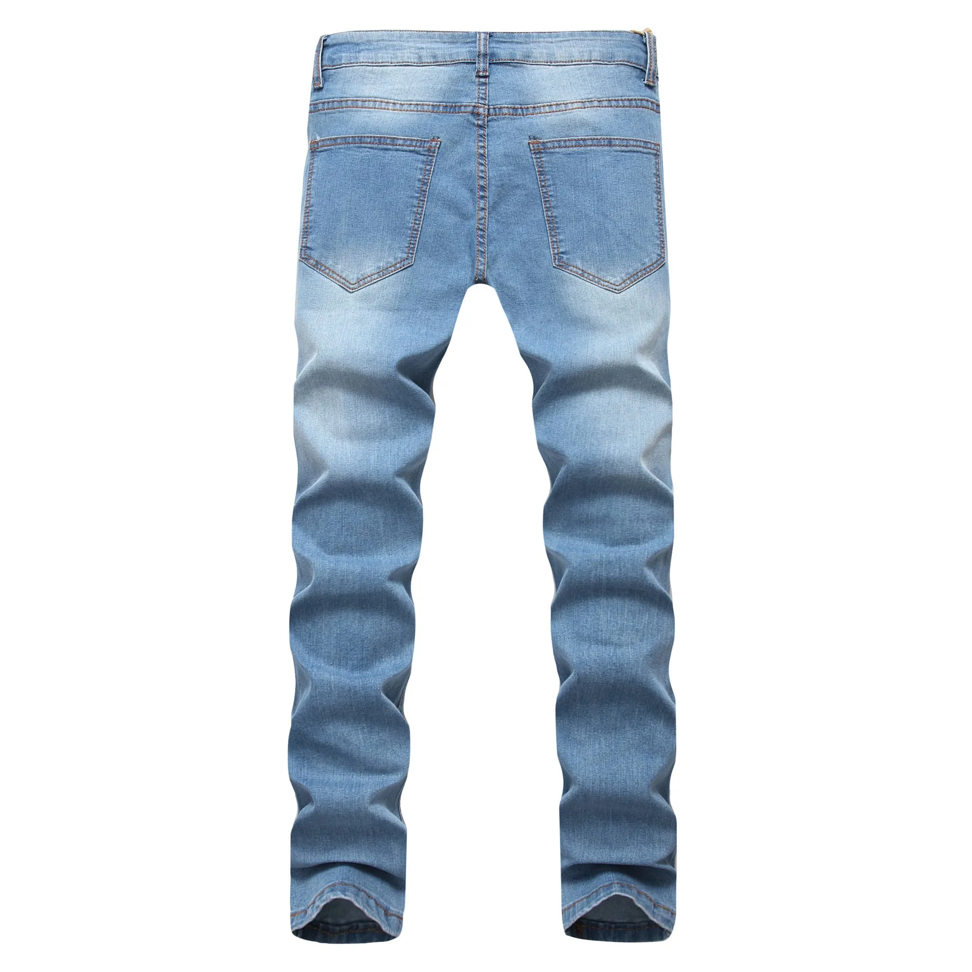 Light Blue Men's Ripped Stretch Jeans