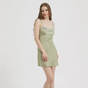 Light Olive Green Silk Slip Dress