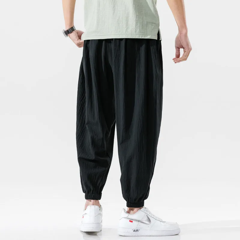 Loose Linen Casual Pants Cropped Trousers
