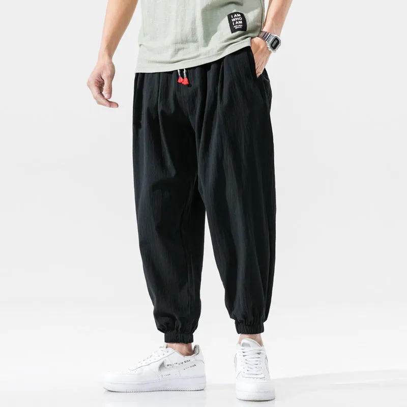 Loose Linen Casual Pants Cropped Trousers