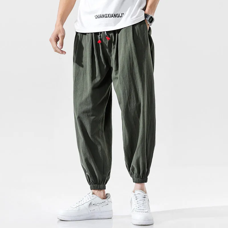 Loose Linen Casual Pants Cropped Trousers
