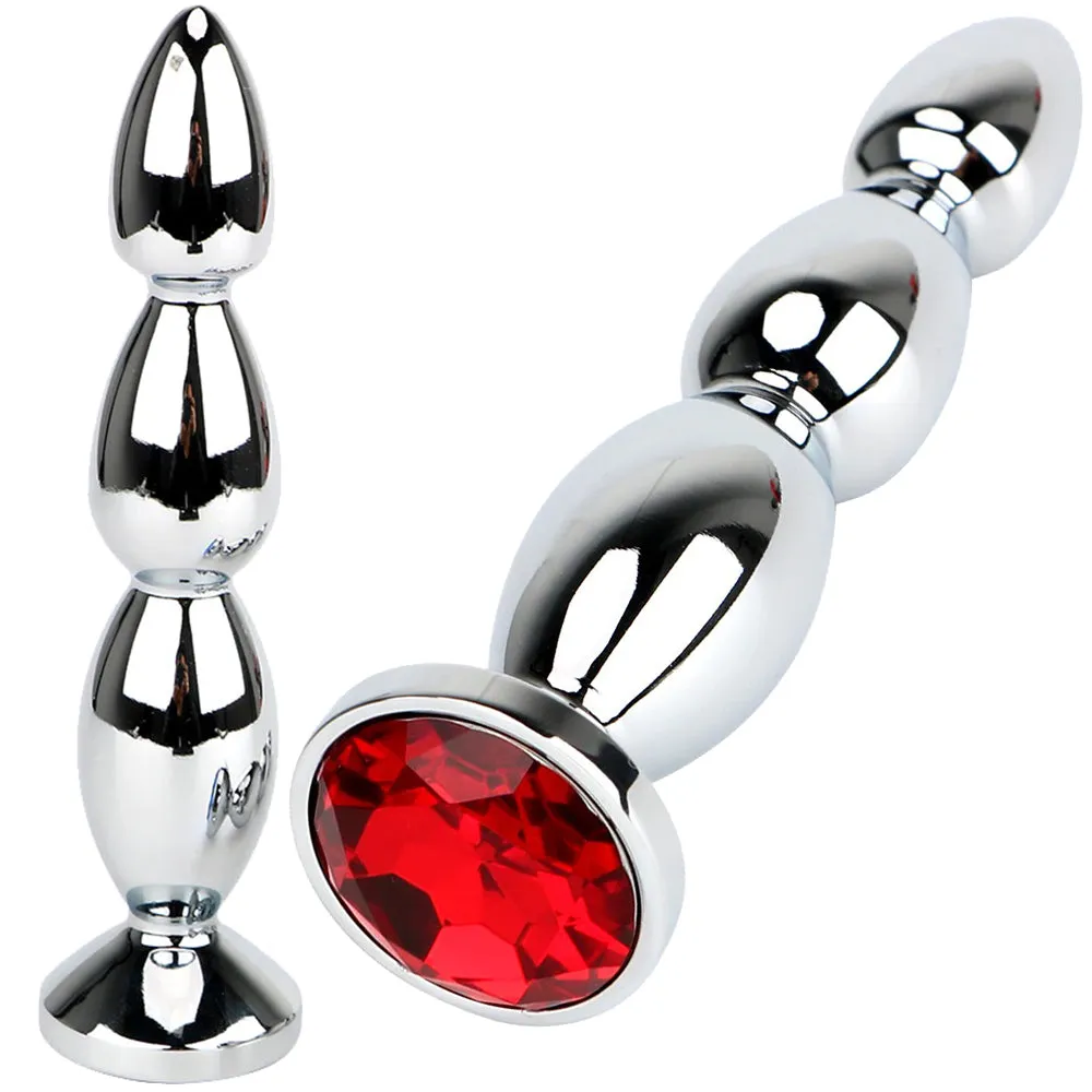 Lulu Anal Stud Plug Crystal Jewel Butt Stainless Steel Metal BDSM Large Sex Toy