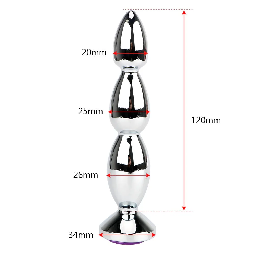 Lulu Anal Stud Plug Crystal Jewel Butt Stainless Steel Metal BDSM Large Sex Toy