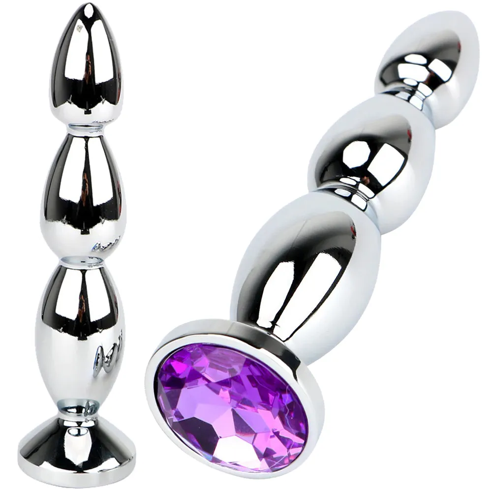 Lulu Anal Stud Plug Crystal Jewel Butt Stainless Steel Metal BDSM Large Sex Toy