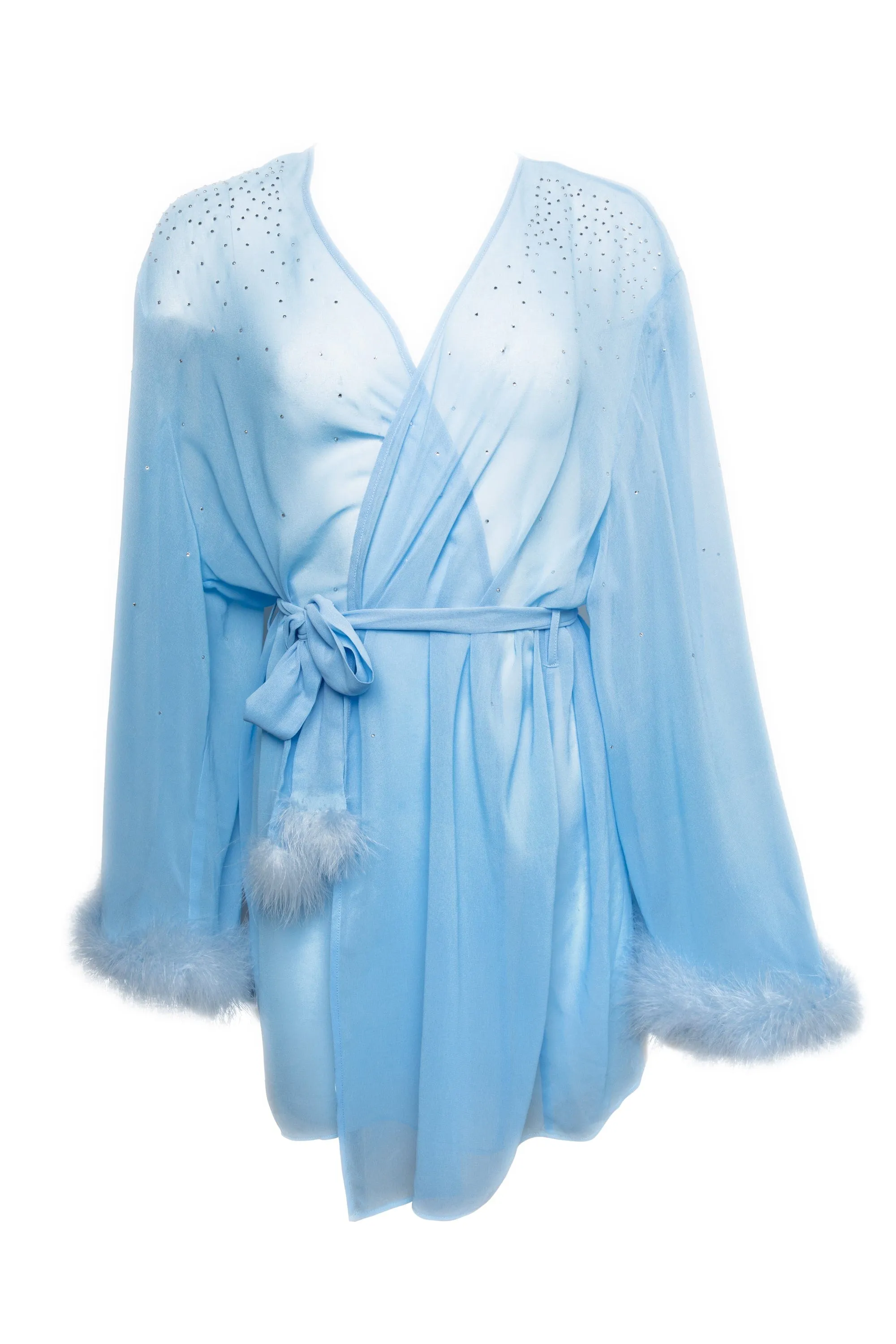 Marilyn Baby Blue Diamant Feather Robe