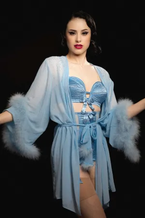 Marilyn Baby Blue Diamant Feather Robe