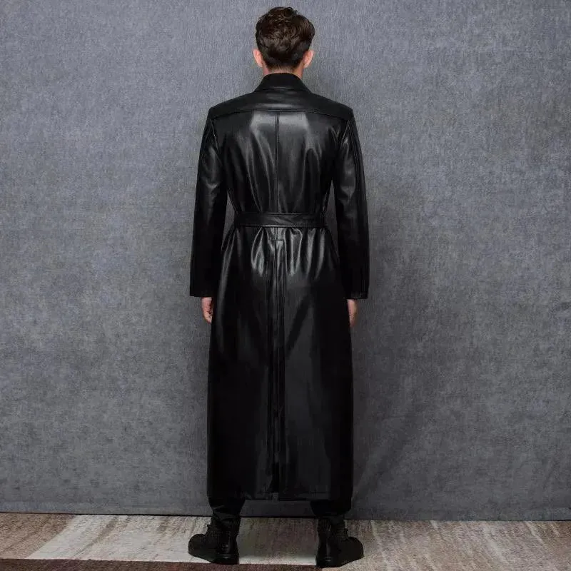Men's Casual Leather Overcoat