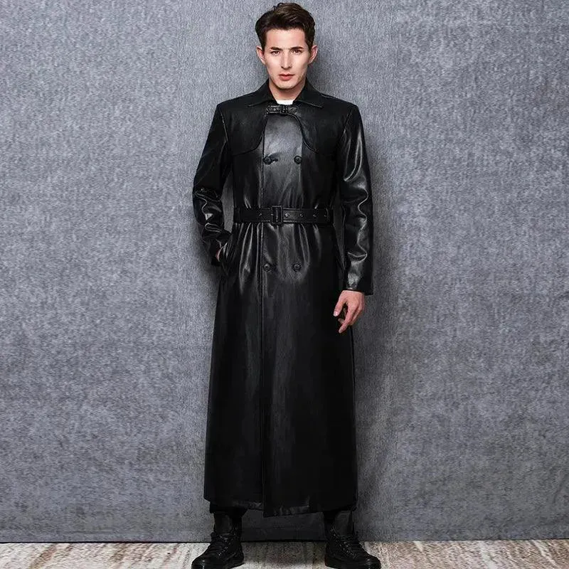 Men's Casual Leather Overcoat