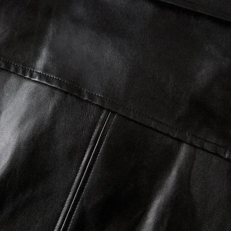 Men's Casual Leather Overcoat