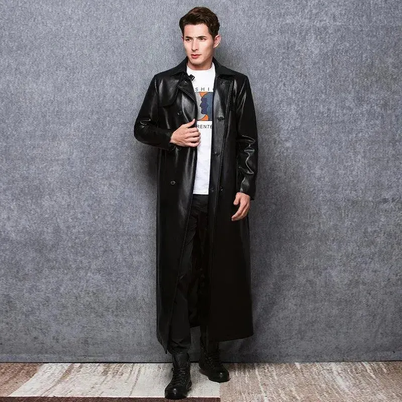Men's Casual Leather Overcoat