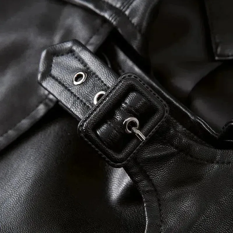 Men's Casual Leather Overcoat