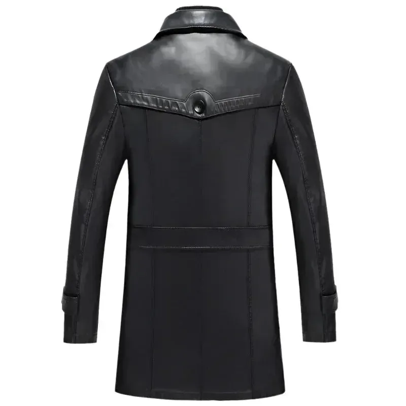 Men's Casual Waterproof Leather Overcoat
