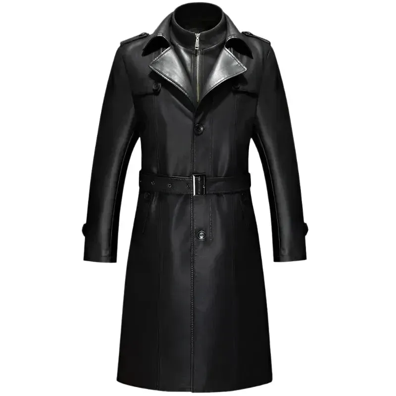 Men's Casual Waterproof Leather Overcoat