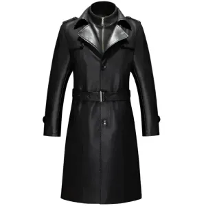 Men's Casual Waterproof Leather Overcoat