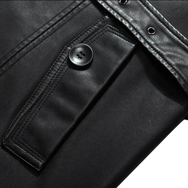 Men's Casual Waterproof Leather Overcoat
