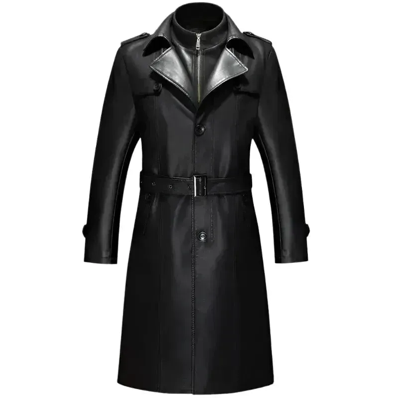 Men's Casual Waterproof Leather Overcoat