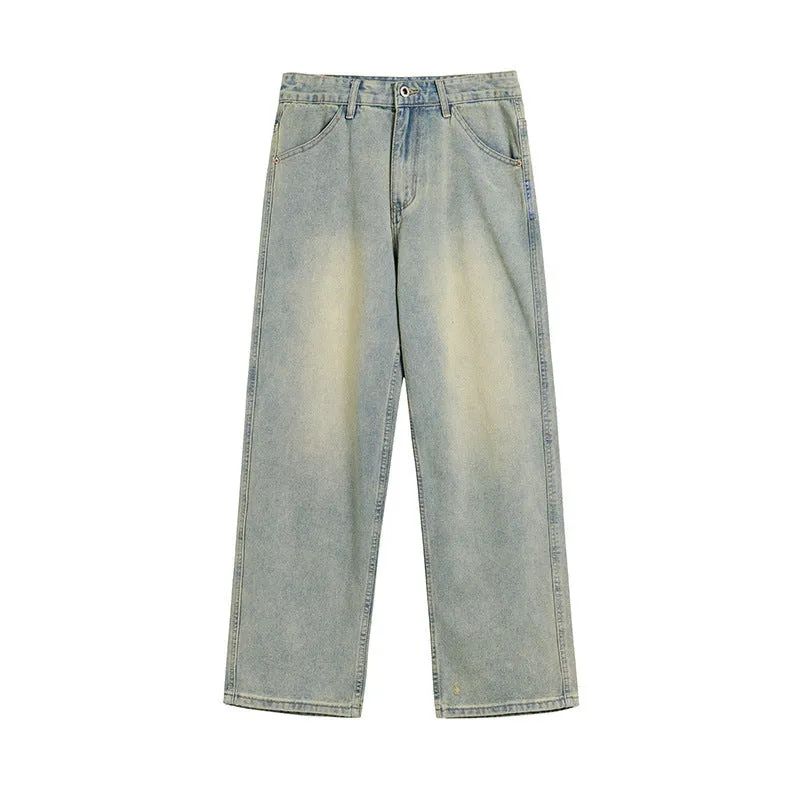 Men's Retro Washed Distressed Light-colored Jeans