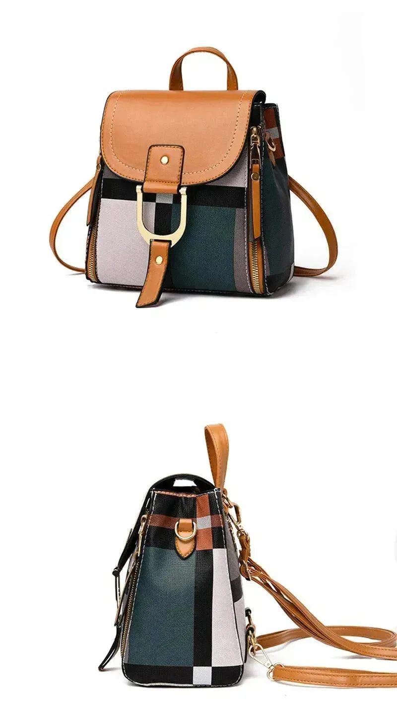 Plaid Casual Backpack Crossbody