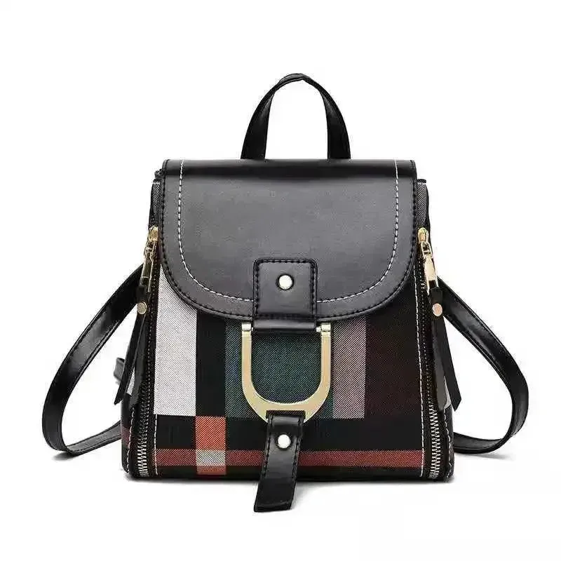 Plaid Casual Backpack Crossbody