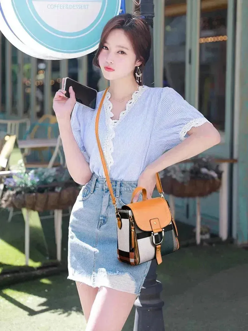 Plaid Casual Backpack Crossbody