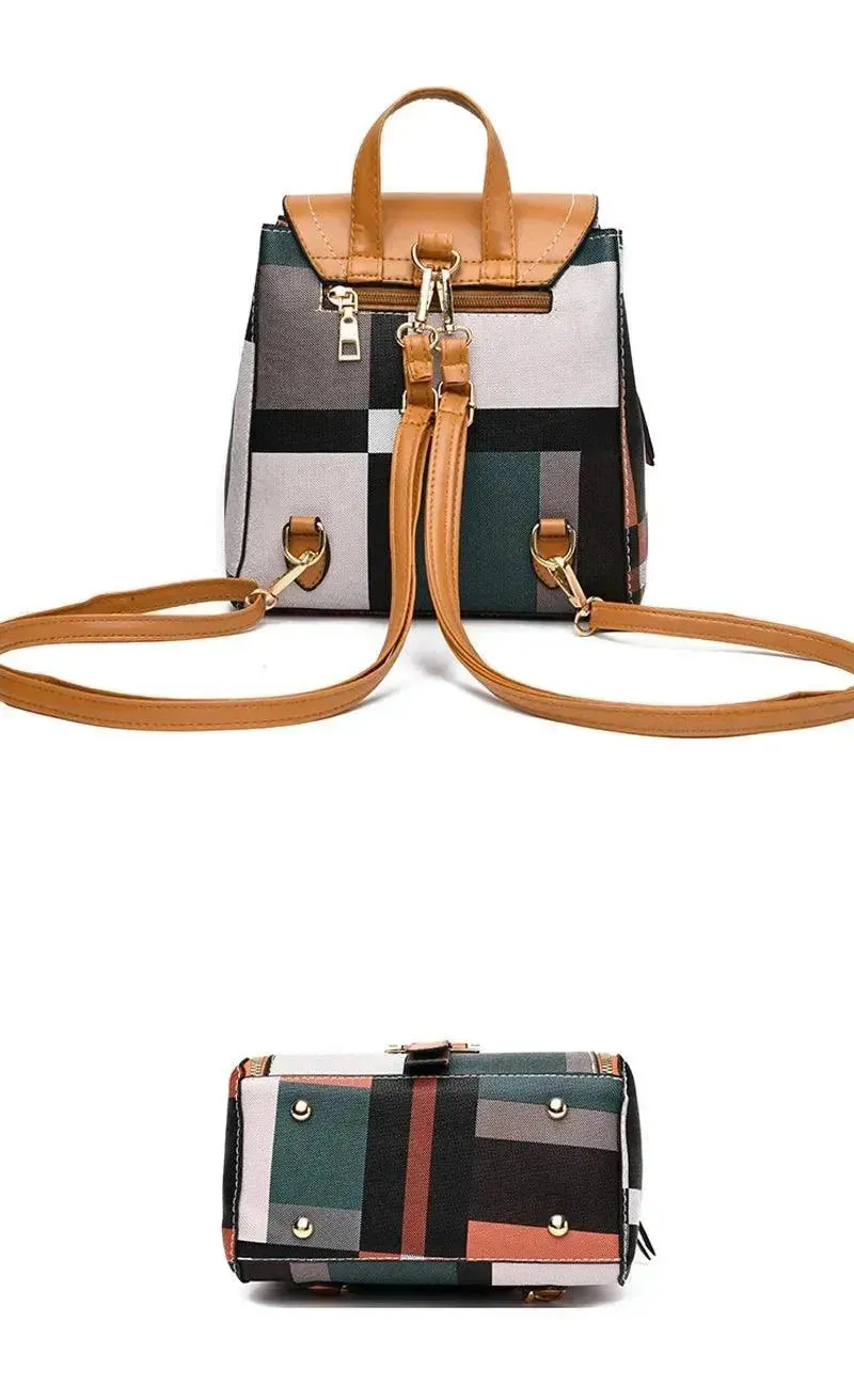 Plaid Casual Backpack Crossbody