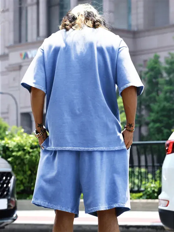 Relaxed Casual Solid Shorts Two-Piece Set