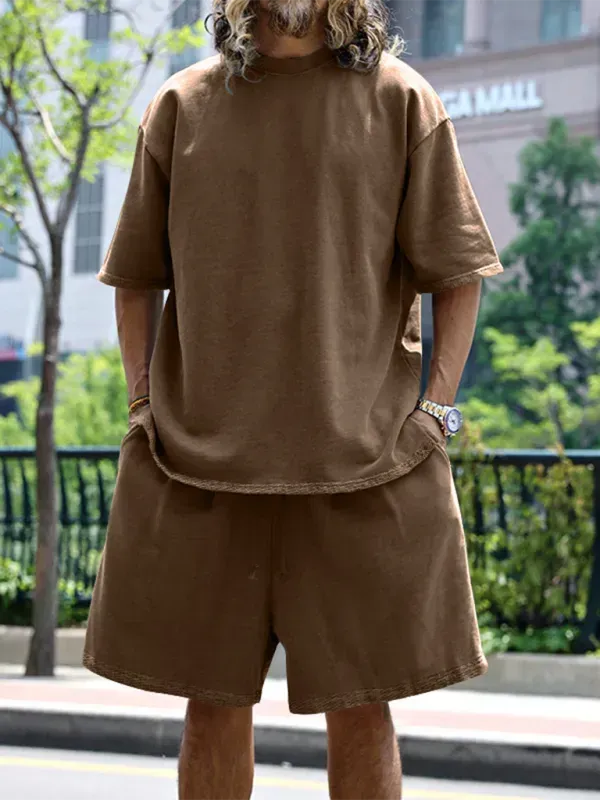 Relaxed Casual Solid Shorts Two-Piece Set