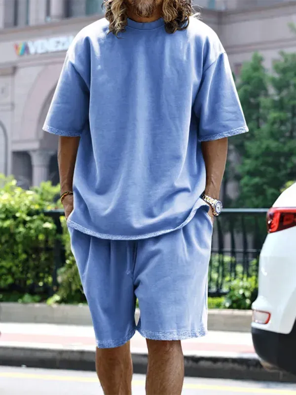 Relaxed Casual Solid Shorts Two-Piece Set