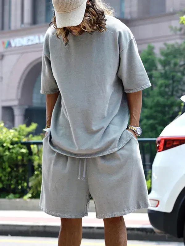 Relaxed Casual Solid Shorts Two-Piece Set