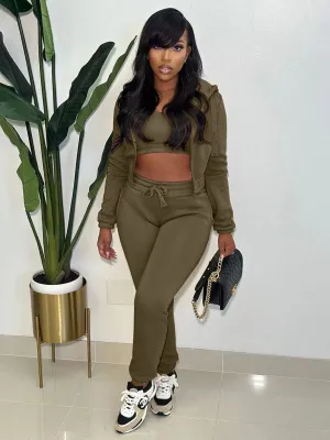 Relaxed Women Casual Hoodie Three-Piece Set